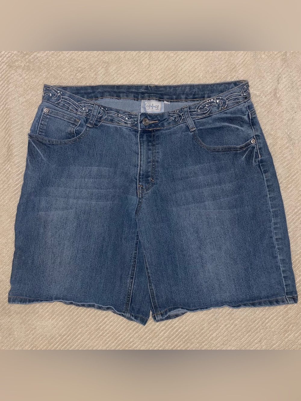 CG/CG Blue Denim Women's Shorts with Embellished Waist